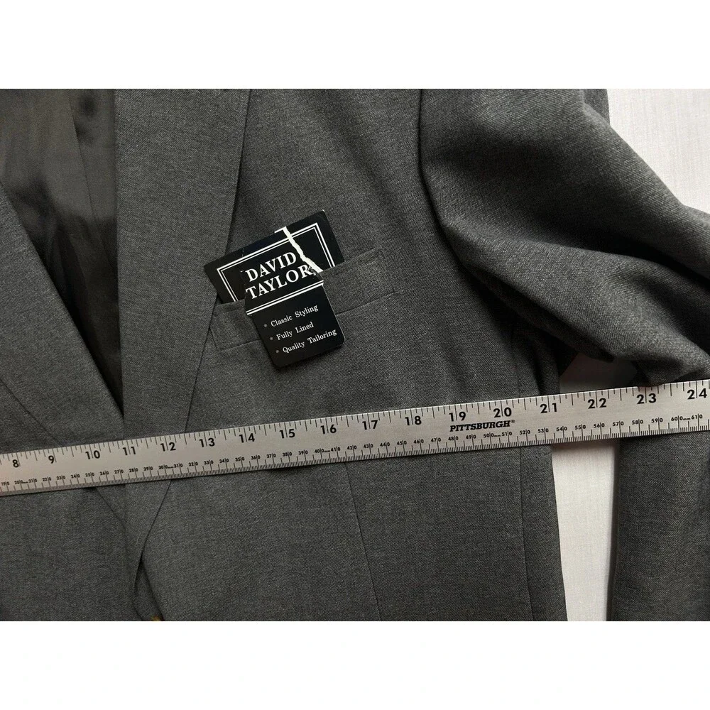 David Taylor Blazer Charcoal Grey Gold Button Single Vented Mens 42L NWT